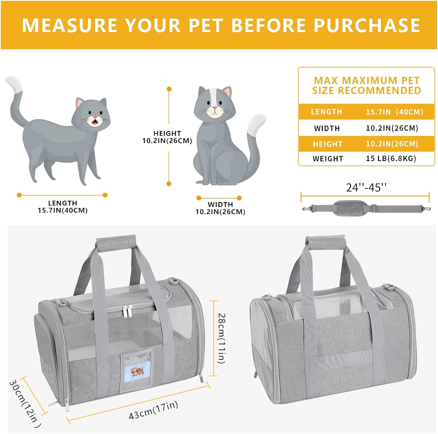 measure your pet before purchasing travel carrier